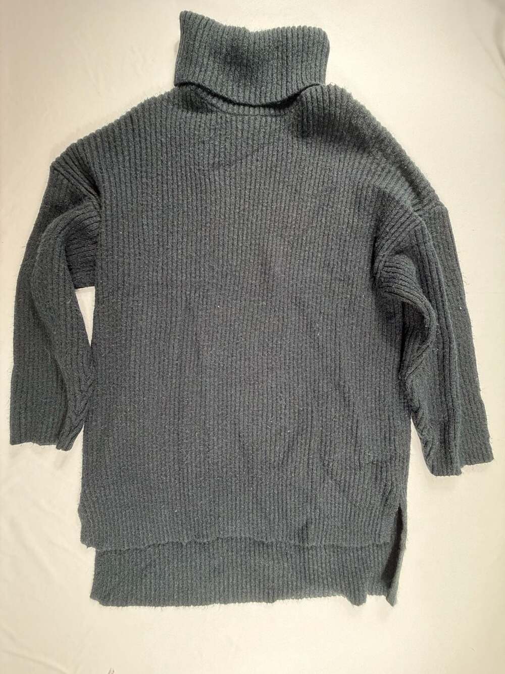 Lillu Women's Dark Gray Ribbed Turtleneck Longline Sweater Size XXL